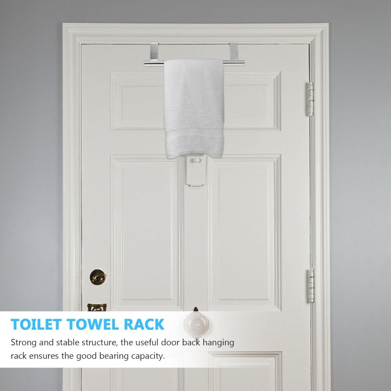 2 Pcs Stainless Steel Towel Rack Nail Free Over Door Bathroom Storage Holder 23cm - Image 5