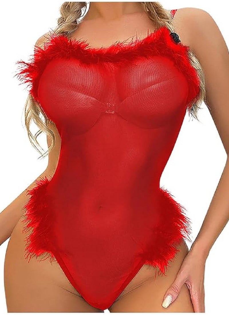 Ward Women's Lingerie Sheer with Fur Trim  - Image 1