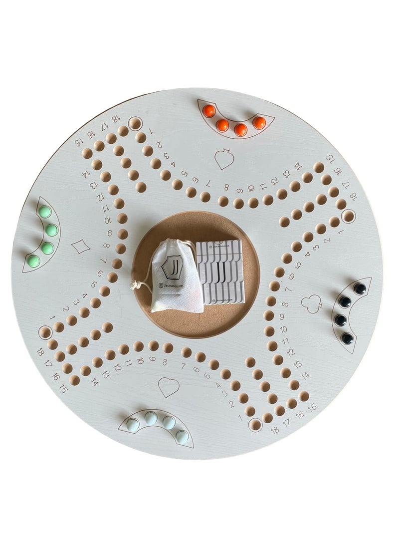 جاكارو جوكر لعبة جاكاروا اللوحية ذات الجانبين لـ 4 و 6 لاعبين مع كرات زجاجية، بطاقات لعب وحقيبة - Image 4