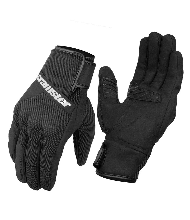 Cramster Polyester Flux WP Gloves - Cuff Length Motorcycle Racing Riding Waterproof Gloves | Impact Protection | Abrasion Resistance - Black, Small - Image 1
