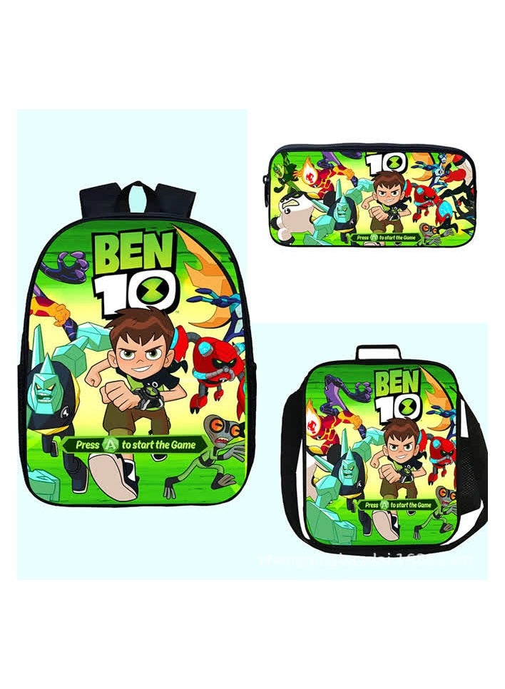 Hot-selling teenager hacke schoolbag ben10 primary and secondary school students backpacks saddle bag pen bag three-piece set new,3- satchel  - Image 1