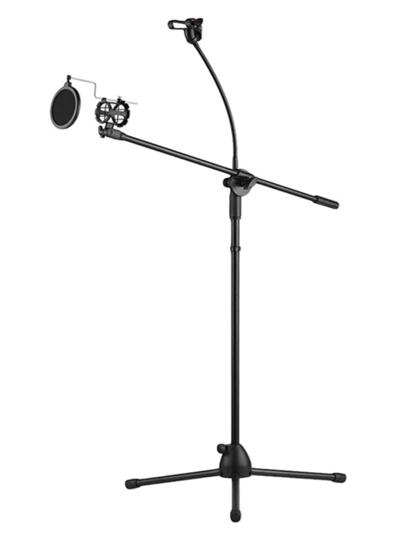 erorex 30-50 inches Metal Microphone Floor Stand with Boom Arm 360 Degree Rotating Phone Holder for iPhone/Samsung/More Mic Clip - Image 4