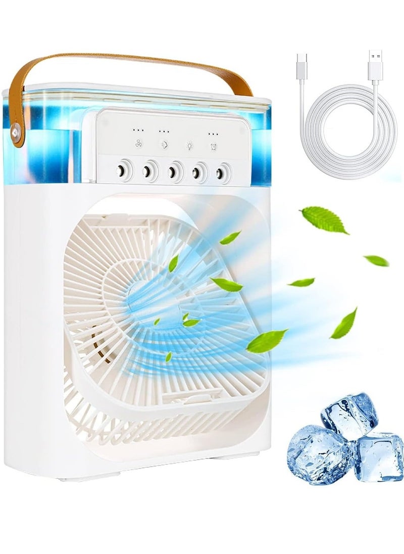 ELTRAZONE Portable Air Conditioners,Mini Evaporative Cooler,700ml Cooler 3 Speeds,USB Personal Conditioner with 7 LED Light，1-3H Timer AC Cooling Fan for car Home Office Room, White  - Image 1
