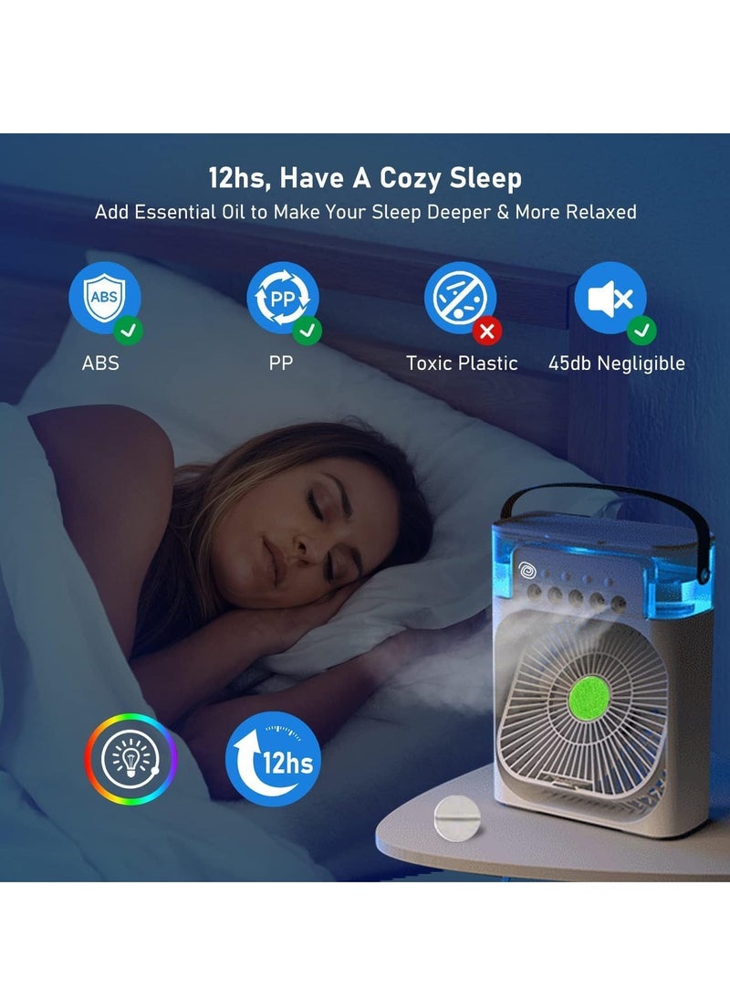 ELTRAZONE Portable Air Conditioners,Mini Evaporative Cooler,700ml Cooler 3 Speeds,USB Personal Conditioner with 7 LED Light，1-3H Timer AC Cooling Fan for car Home Office Room, White  - Image 5