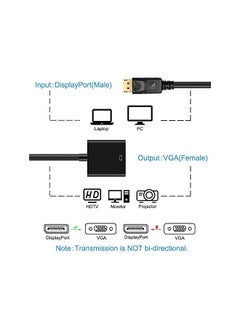 erorex Dilayport Dp To Vga Adapter 1080P Dilay Port Male To Vga Female Interface Video Audio Digital Analog Computer Converter Cable For Desktop Laptop Pc Monitor Hdtv Projector Black  - Image 2