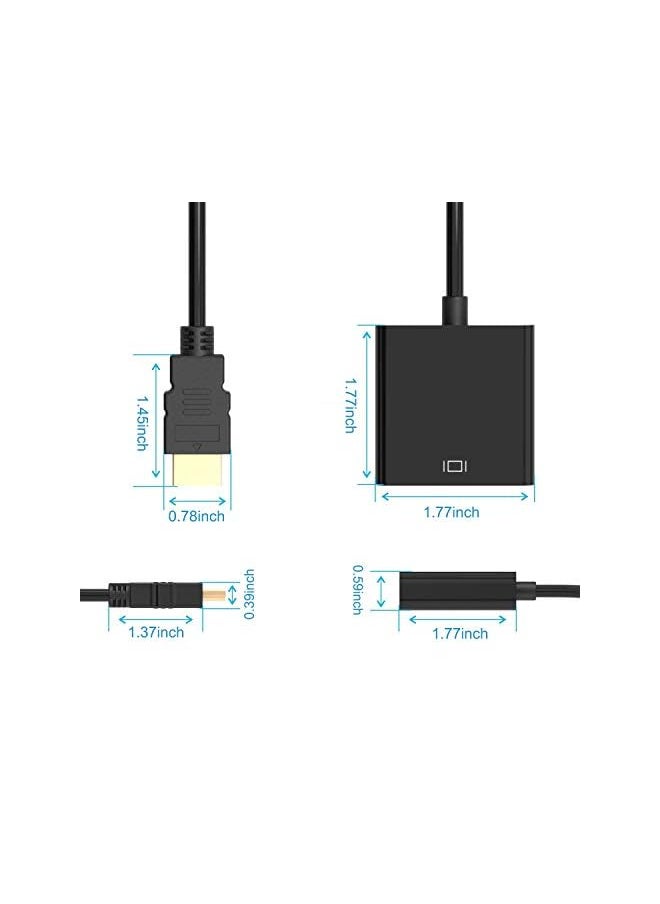 erorex - Dilayport Dp To Vga Adapter 1080P Dilay Port Male To Vga Female Interface Video Audio Digital Analog Computer Converter Cable For Desktop Laptop Pc Monitor Hdtv Projector Black - Image 1