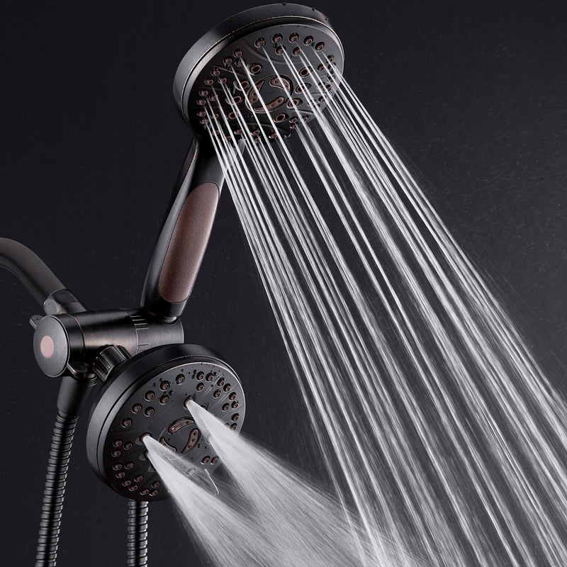 AquaSpa High Pressure 48-mode Luxury 3-way Combo â€“ Dual Rain & Handheld Shower Head â€“ 6 Foot Stainless Steel Hose â€“ Anti Slip Grip â€“ All Oil Rubbed Bronze Finish â€“ Top US Brand â€“ Extra Wall Bracket - Image 5
