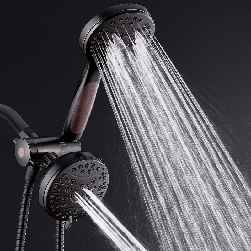 AquaSpa High Pressure 48-mode Luxury 3-way Combo â€“ Dual Rain & Handheld Shower Head â€“ 6 Foot Stainless Steel Hose â€“ Anti Slip Grip â€“ All Oil Rubbed Bronze Finish â€“ Top US Brand â€“ Extra Wall Bracket - Image 3