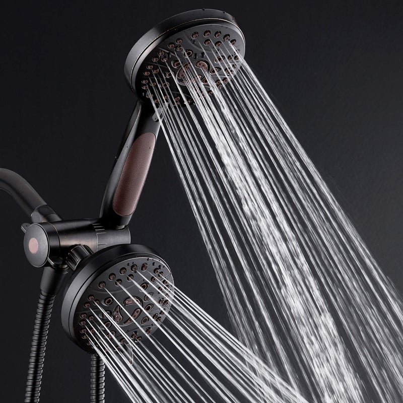 AquaSpa High Pressure 48-mode Luxury 3-way Combo â€“ Dual Rain & Handheld Shower Head â€“ 6 Foot Stainless Steel Hose â€“ Anti Slip Grip â€“ All Oil Rubbed Bronze Finish â€“ Top US Brand â€“ Extra Wall Bracket - Image 2