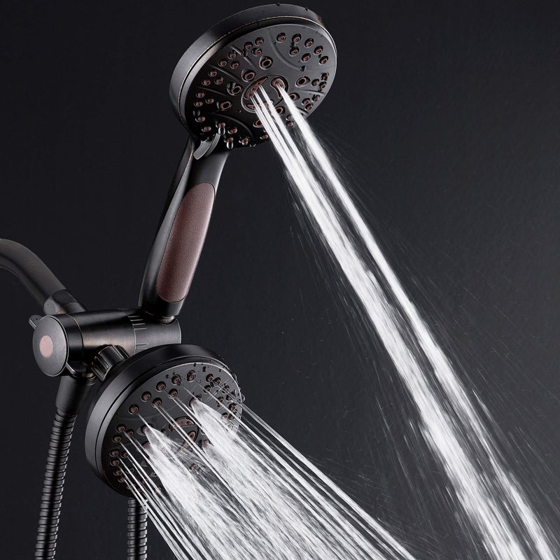 AquaSpa High Pressure 48-mode Luxury 3-way Combo â€“ Dual Rain & Handheld Shower Head â€“ 6 Foot Stainless Steel Hose â€“ Anti Slip Grip â€“ All Oil Rubbed Bronze Finish â€“ Top US Brand â€“ Extra Wall Bracket - Image 4
