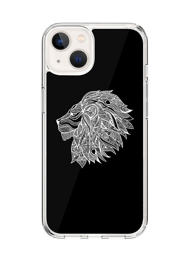 Classic Clear Case for Apple iPhone 14 Hybrid Soft Case Flexible Edges Anti Drop TPU PC Gel Thin Transparent Cover [ Designed for Apple iPhone 14 ] - Lion Abstract Full Print