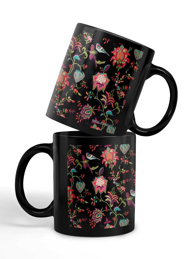 Macmerise Payal Singhal Chidiya Black Ceramic Coffee Mug Premium Ceramic HD Prints Fun and Quirky Designs Tea Mugs Microwave Dishwasher Safe Durable Hygienic 325ml Set of 1 - Image 1