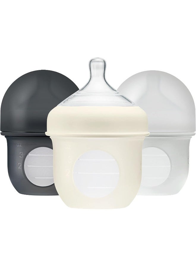 BOON مجموعة زجاجات بون نورش من 3 قطع، 4 أونصات، رمادي/متعدد - عبوة من 1 - Image 1