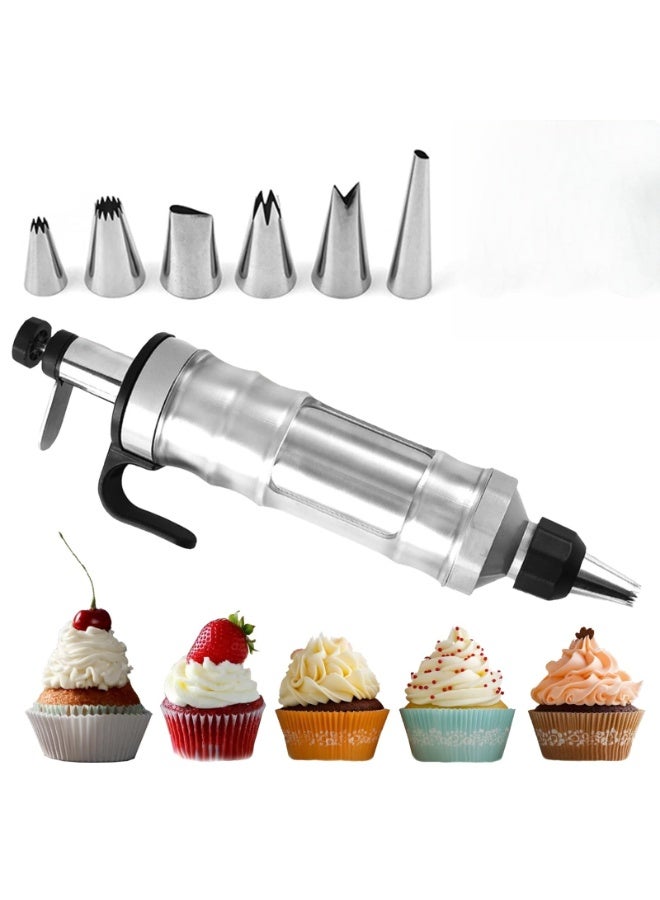 كرونايتي مسدس ضغط يدوي لتزيين الحلويات - صانع الكوكيز مع 6 فوهات - أدوات خبز DIY (أسود) - Image 1