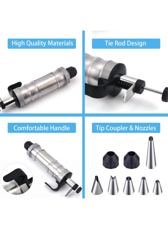 كرونايتي مسدس ضغط يدوي لتزيين الحلويات - صانع الكوكيز مع 6 فوهات - أدوات خبز DIY (أسود) - Image 4