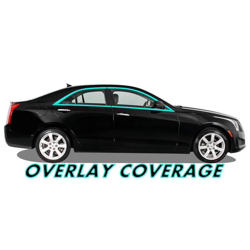 SlickMod Chrome Delete Blackout Vinyl Overlay for 2013-2018 Cadillac ATS Sedan Window Trim (Gloss Black) - Image 2