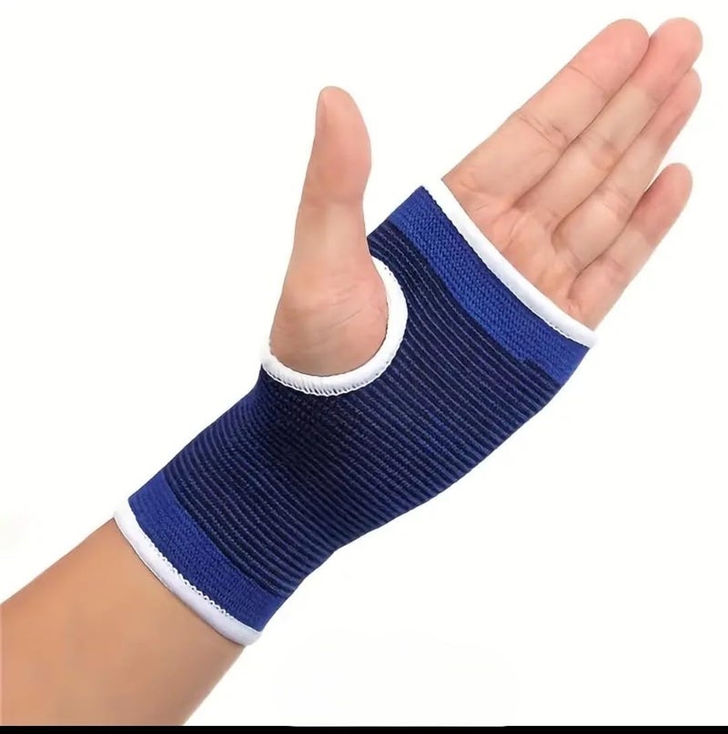 Sibote Palm Support Compression Wrist Brace - 2 Pieces, Blue and White, Elastic Ribbed Design - Image 3
