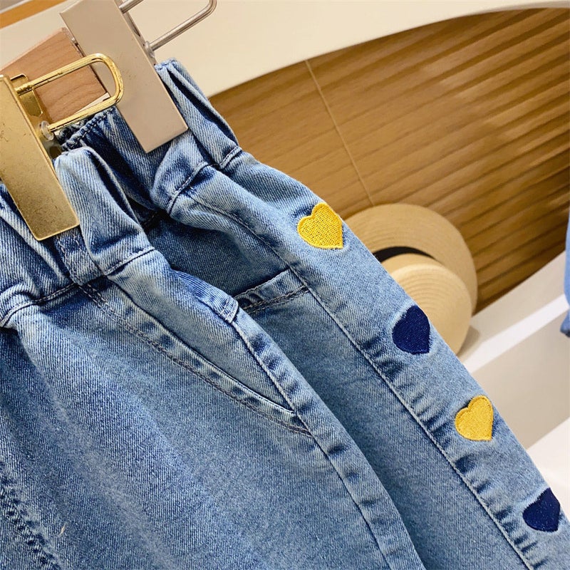 Korean Style Girls' Jeans Wide Pants Children'S Spring Baby 5 Loose Western Style Pants 3 - Image 5