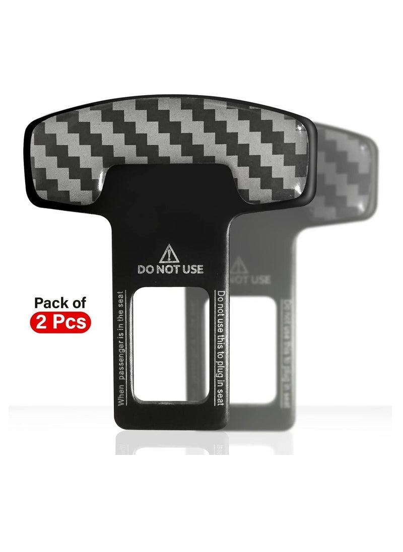 Captaintech Car Safety Seat Belt Buckle Alarm Stopper Silencer Clip Clamp Carbon Fiber Universal (2 Pcs)  - Image 1