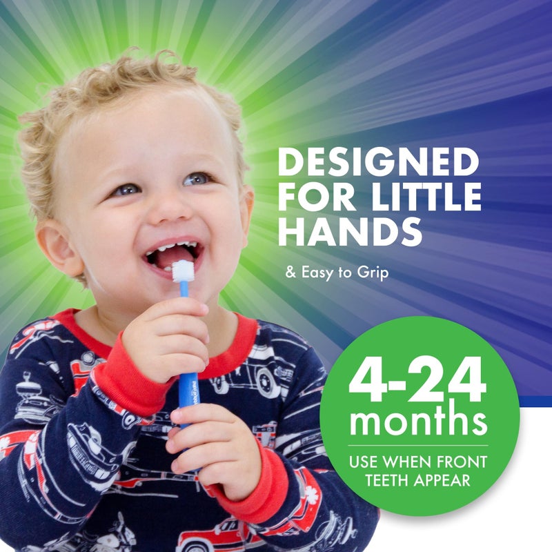 Brilliant Oral Care Baby Toothbrush with Soft Bristles and Round Head, for a Toddler Approved, Easy to Use All-Around Clean Mouth, 4-24 Months, When Front Teeth Appear, Blue Mint Yellow, 3 Pack - Image 3
