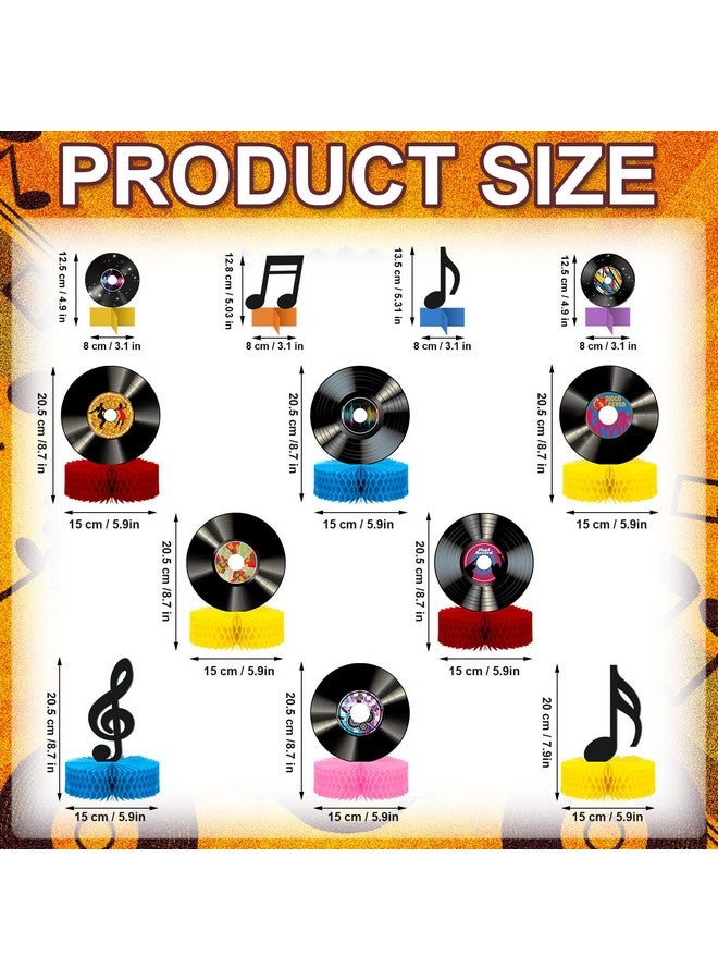 Eaasty 12 Pcs Vinyl Record Honeycomb Centerpieces 1950'S Party Decorations Rock And Roll Music Party Supplies Record Retro Table Decor Record Note Room Decor Sign For 50S Theme Music Party Supplies Favors - Image 2