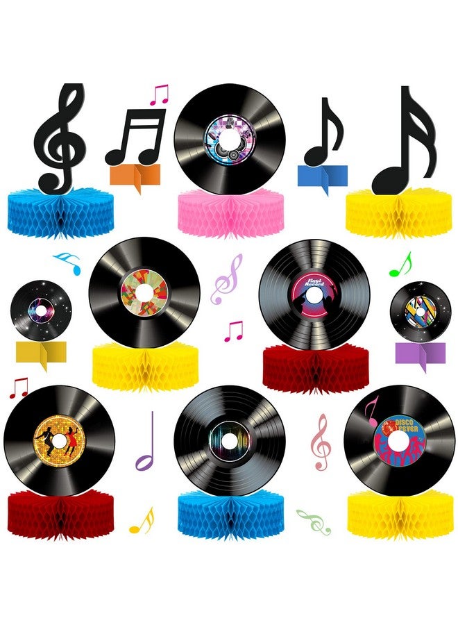 Eaasty 12 Pcs Vinyl Record Honeycomb Centerpieces 1950'S Party Decorations Rock And Roll Music Party Supplies Record Retro Table Decor Record Note Room Decor Sign For 50S Theme Music Party Supplies Favors - Image 1