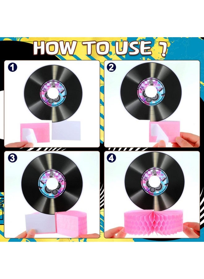Eaasty 12 Pcs Vinyl Record Honeycomb Centerpieces 1950'S Party Decorations Rock And Roll Music Party Supplies Record Retro Table Decor Record Note Room Decor Sign For 50S Theme Music Party Supplies Favors - Image 3
