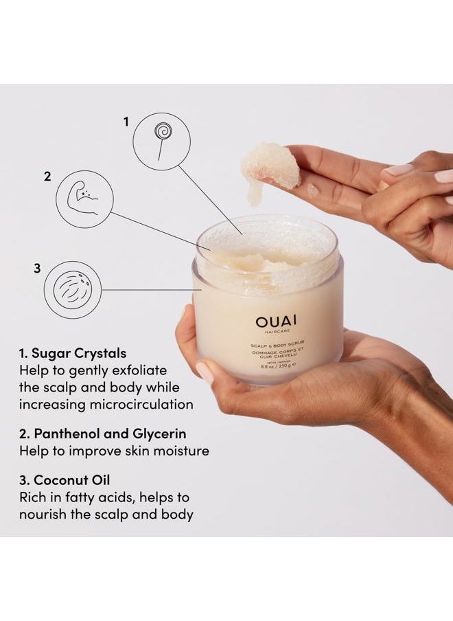 Ouai - Scalp & Body Scrub, Melrose Place - Exfoliating Body Scrub with Sugar & Coconut Oil Blend for Smooth, Moisturized Skin - Gentle Scalp Scrub for Removing Product Build Up (8.8 Oz) - Image 1