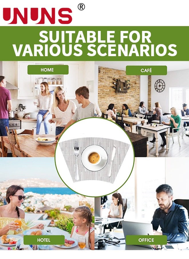 UNUNS - Round Table Placemats Set,5-Piece Wedge Place Mat Sets With Centerpiece Round Table Mats,PVC Polyester Heat Resistant Non-Slip Placemats For Dining Table - Image 1