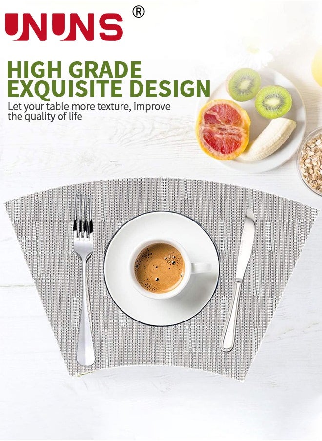 UNUNS - Round Table Placemats Set,5-Piece Wedge Place Mat Sets With Centerpiece Round Table Mats,PVC Polyester Heat Resistant Non-Slip Placemats For Dining Table - Image 1