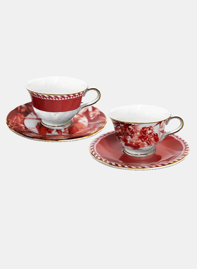 Baci Milano Le Rouge Sest 2 Tea Cups Porcelain - Image 1