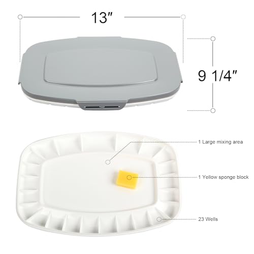 Falling in Art Paint Palette with Lid, Airtight Leak-Proof Watercolor Palette with a Cleaning Sponge, 23 Paint Wells Acrylic Palette, 13 Inches by 9 1/4 Inches - Image 2