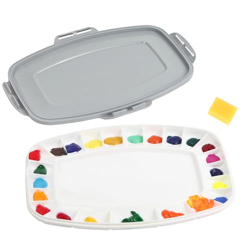 Falling in Art Paint Palette with Lid, Airtight Leak-Proof Watercolor Palette with a Cleaning Sponge, 23 Paint Wells Acrylic Palette, 13 Inches by 9 1/4 Inches - Image 1