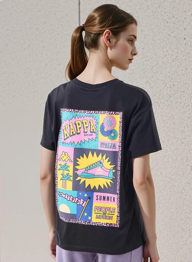 كابا Kappa Graphic Print T-shirt with Crew Neck