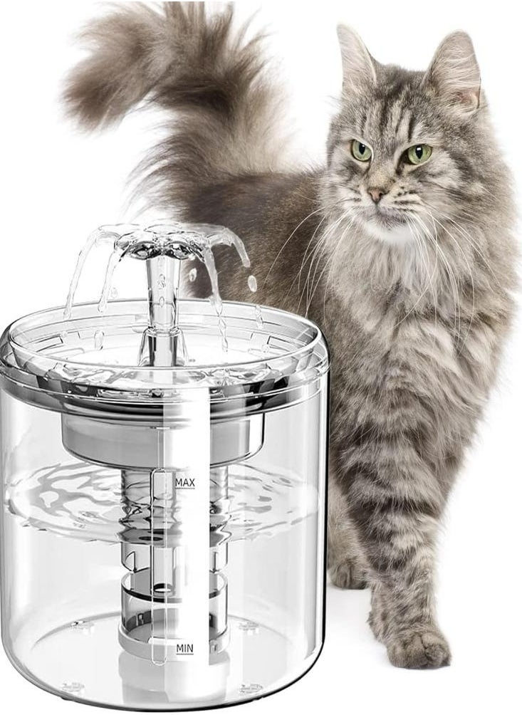 Oasisgalore - Oasisgalore Automatic Cat Water Fountain Pet Water Dispenser Dog Drinking Fountain with Filter 2.6L Clear - Image 1