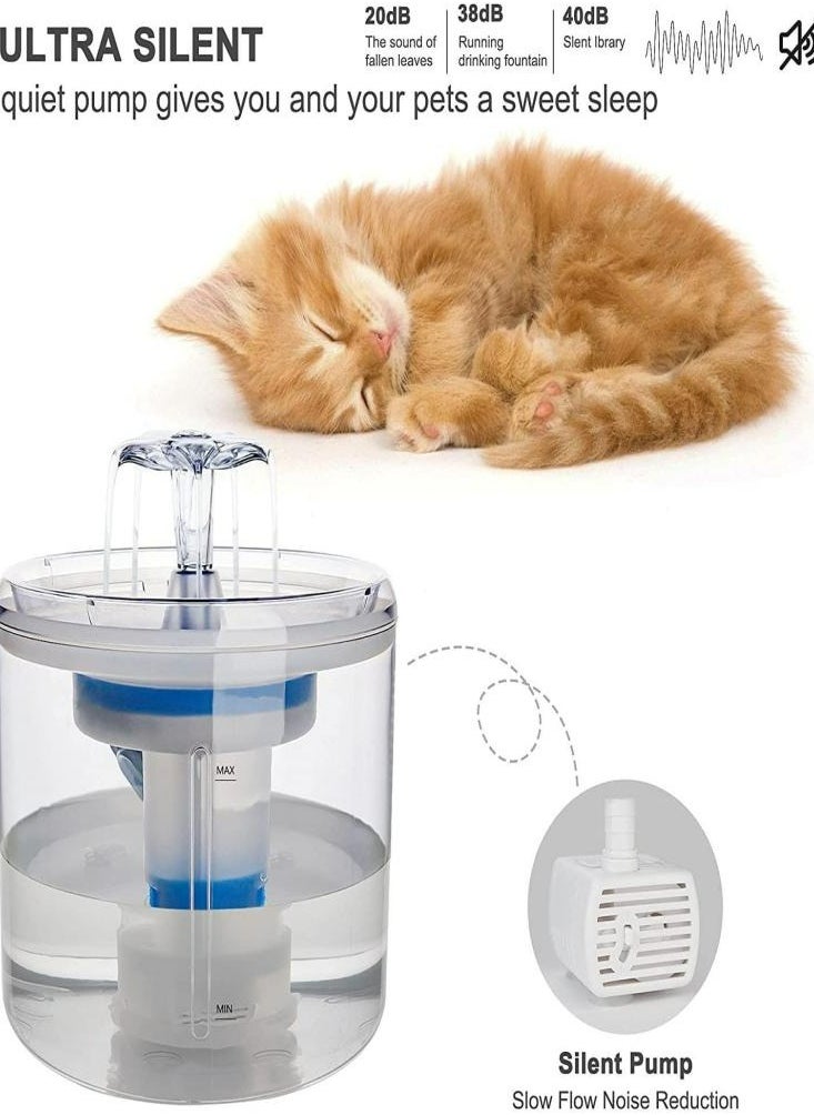Oasisgalore - Oasisgalore Automatic Cat Water Fountain Pet Water Dispenser Dog Drinking Fountain with Filter 2.6L Clear - Image 1