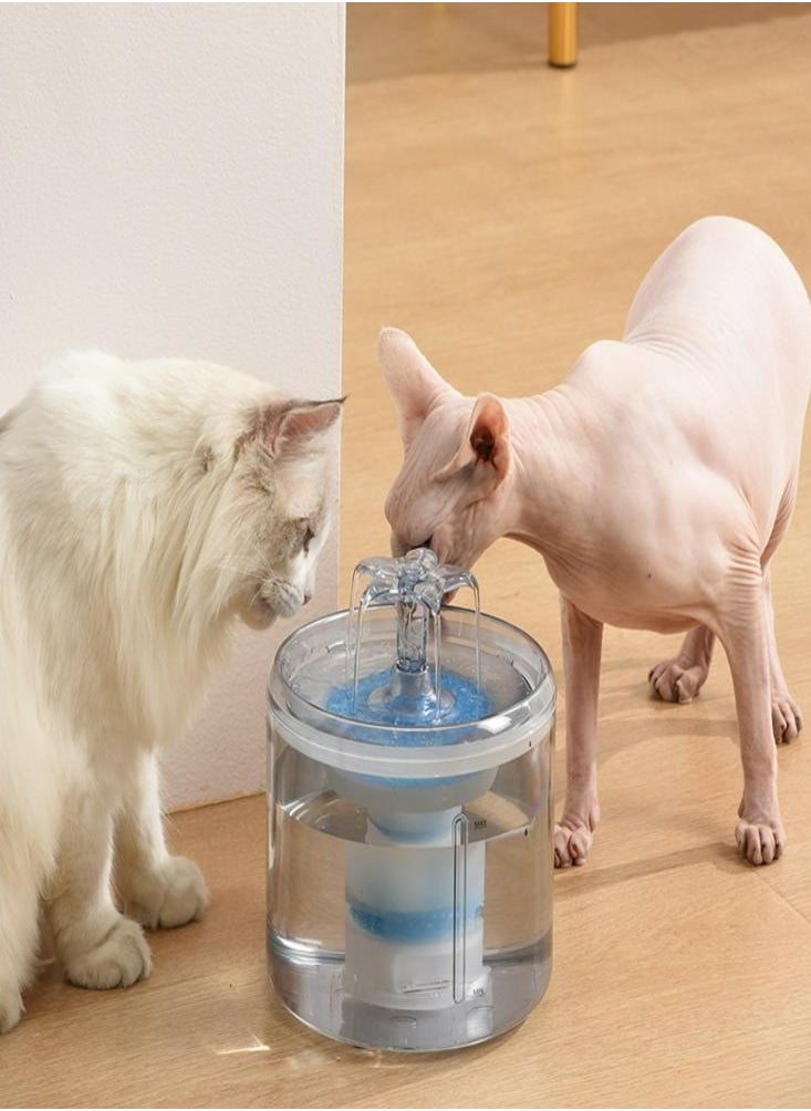 Oasisgalore - Oasisgalore Automatic Cat Water Fountain Pet Water Dispenser Dog Drinking Fountain with Filter 2.6L Clear - Image 1