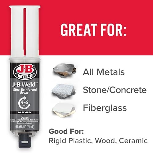 JB WELD حقنة إيبوكسي معززة بالفولاذ الأصلية من J-B Weld، عالية القوة، عبوة 2، رمادي داكن، 50165-2 - Image 4