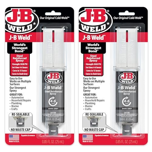 JB WELD حقنة إيبوكسي معززة بالفولاذ الأصلية من J-B Weld، عالية القوة، عبوة 2، رمادي داكن، 50165-2 - Image 1