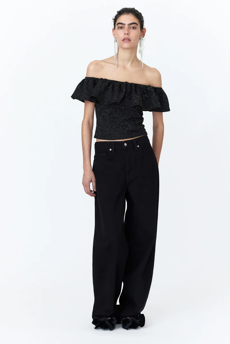H&M Glittery Off-The-Shoulder Top