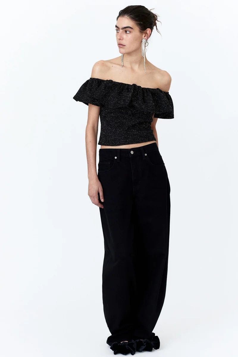 H&M Glittery Off-The-Shoulder Top