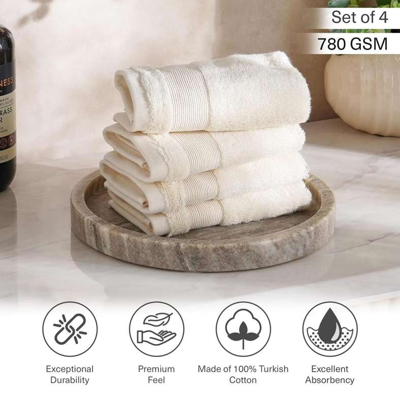 Pan Home Ultra Luxe Turkish Cotton Fingertip Towels - Cream - Image 5