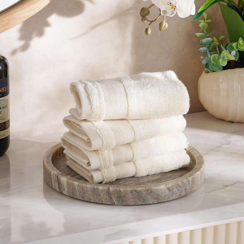 Pan Home Ultra Luxe Turkish Cotton Fingertip Towels - Cream - Image 1