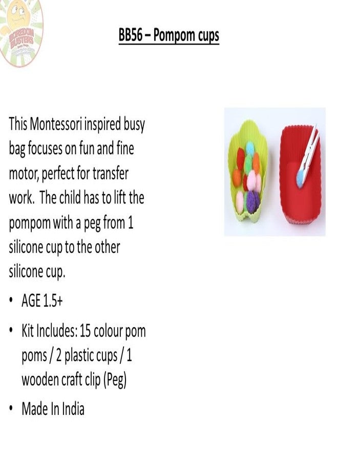 Boredom Busters Busy Bags | Educational DIY Toys for Kids | Pompom Cups for Age 1.5 Years Above - Image 3