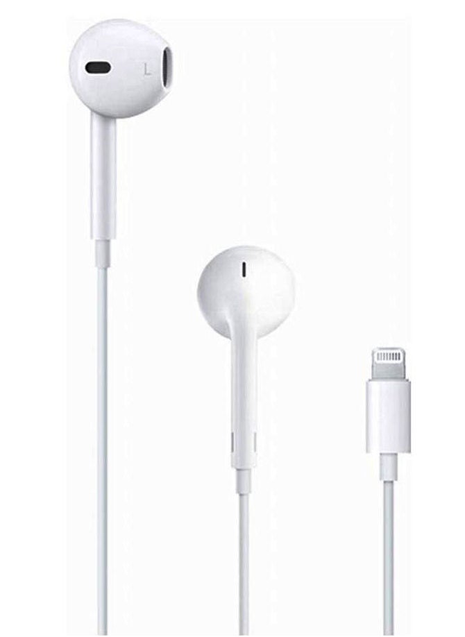 Generic - Headphone for Apple devices wired with USB to Lightning charger cable, white color - Image 1