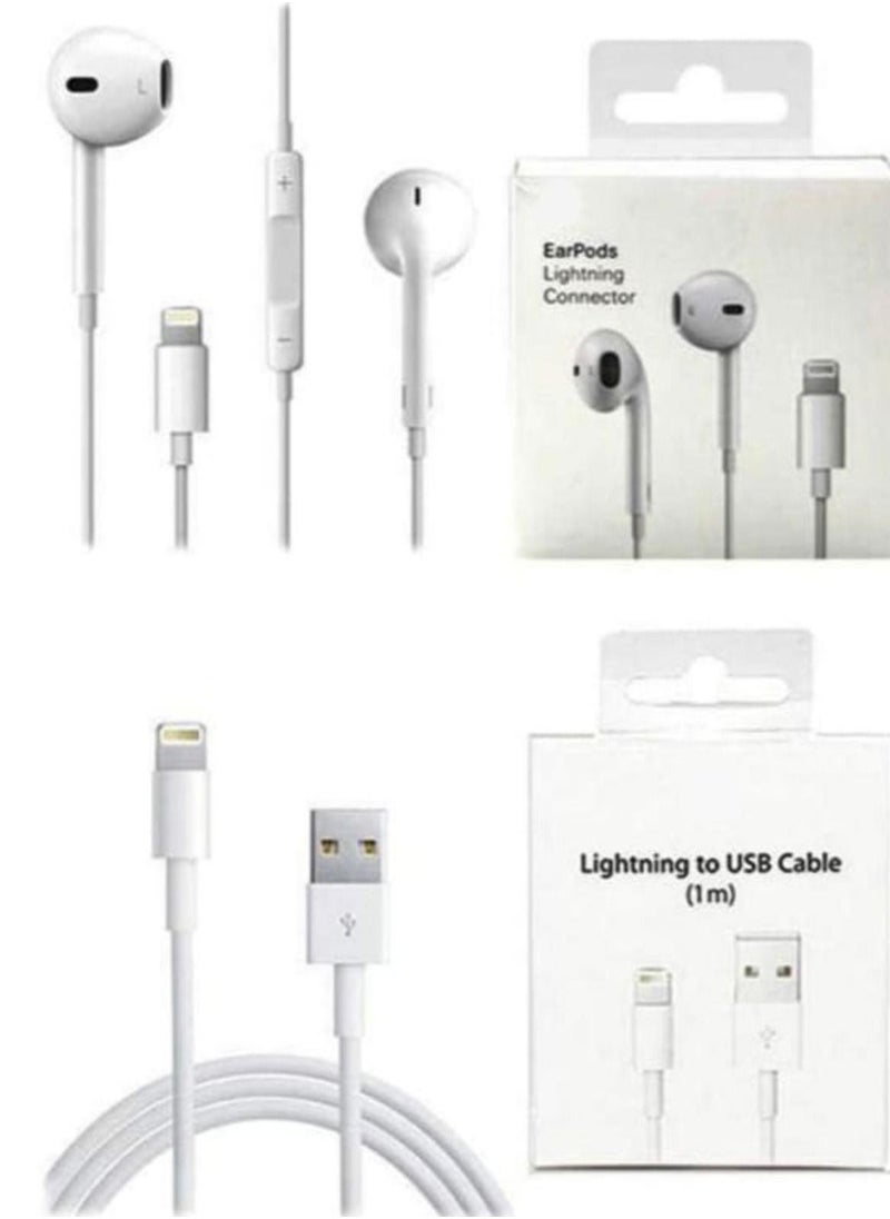 Generic - Headphone for Apple devices wired with USB to Lightning charger cable, white color - Image 1