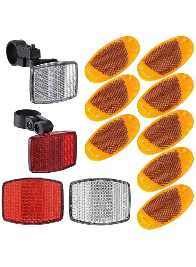 VICDUEKG Bike Front and Rear Reflectors Kit, 12 PCS Bicycle Light Wheel Spoke Reflectors Kit, Cycling Accessories Bike Safety Warning Reflectors for Handlebar and Night Cycling (Orange) - Image 1