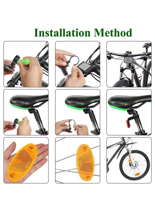 VICDUEKG Bike Front and Rear Reflectors Kit, 12 PCS Bicycle Light Wheel Spoke Reflectors Kit, Cycling Accessories Bike Safety Warning Reflectors for Handlebar and Night Cycling (Orange) - Image 3