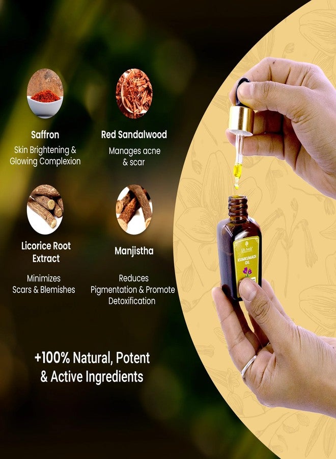 Life Aveda Kumkumadi Tailam | Ayurvedic Face Oil for Glowing Skin | Reduces Dark Spots, Pigmentation, Dryness | Enriched with Saffron, Turmeric, Licorice Root | Anti-Aging & Chemical-Free, 15 ml - Image 4