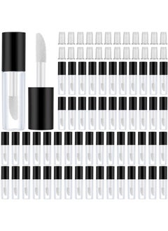 Patelai 100 Pieces 1.2 ml Clear Mini Lip Gloss Tube Refillable Empty Lip Balm Gloss Containers Bottles Transparent Mini Lipstick Containers for Women DIY Makeup(Black)  - Image 1